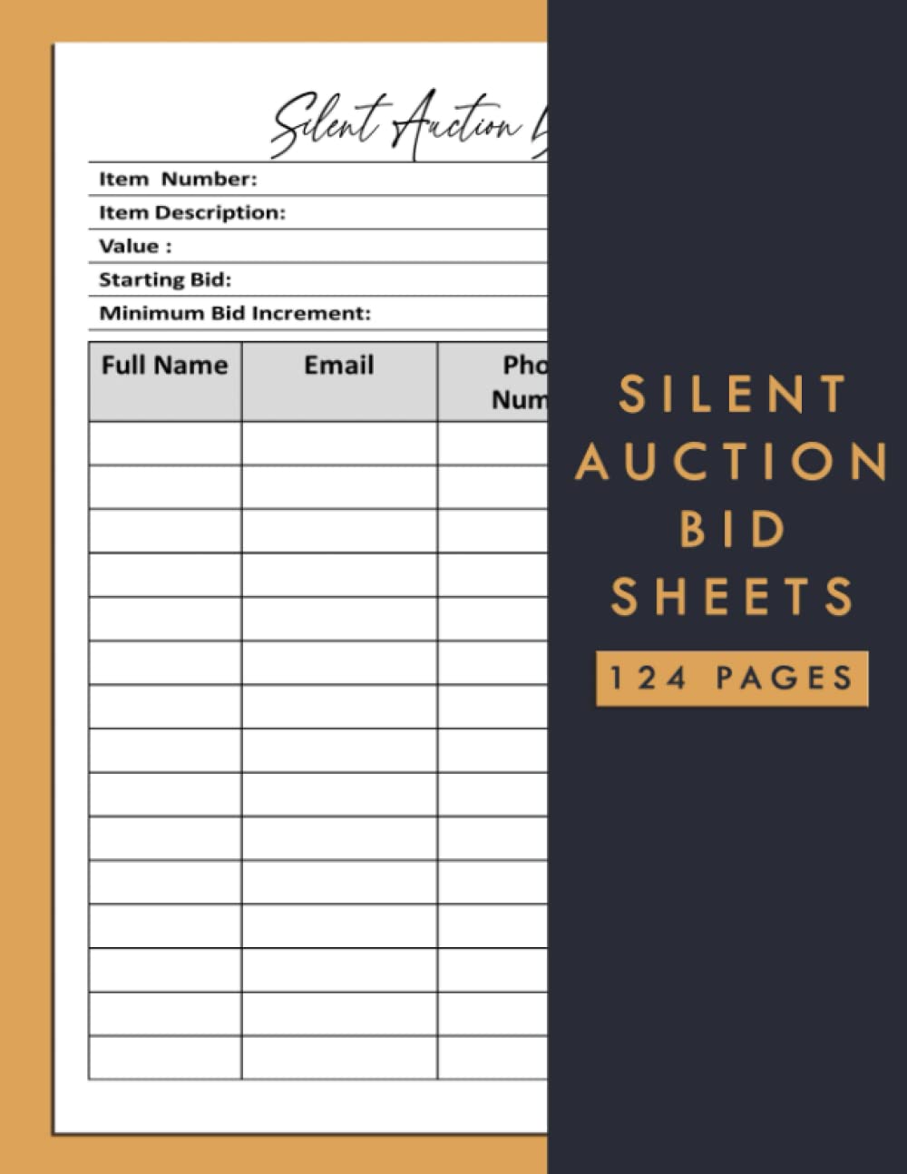 Silent Auction Bid Sheets: Donation & Fundraiser Tracker,Record and Track Bids in Auctions