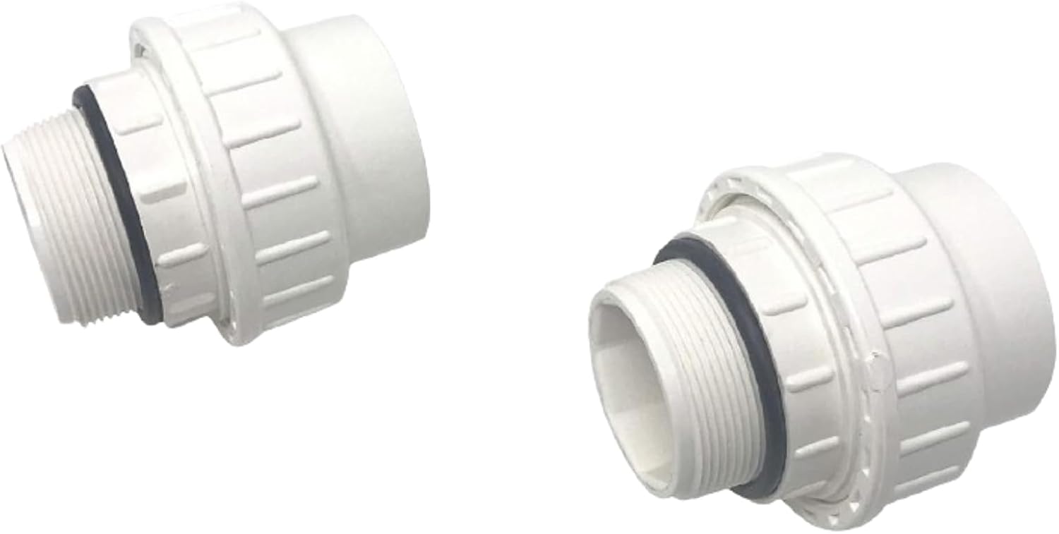 2 Pack Pump Union 2" MPT x 2" Slip for Pentair(R)* IntelliFlo WhisperFlo Pool Pumps, Aftermarket Replacement, White