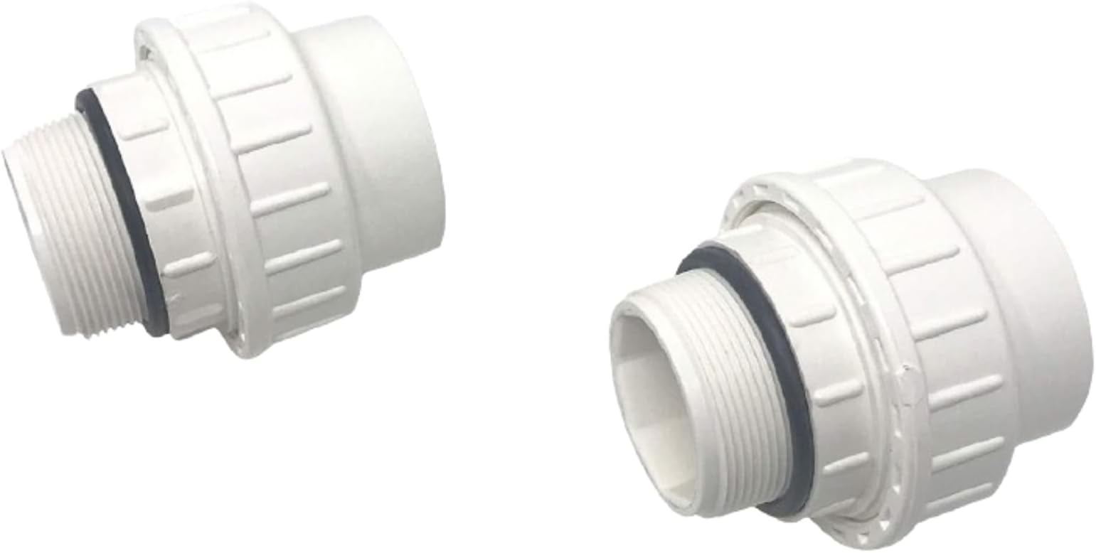 2 Pack Pump Union 2" MPT x 2" Slip for Pentair(R)* IntelliFlo WhisperFlo Pool Pumps, Aftermarket Replacement, White