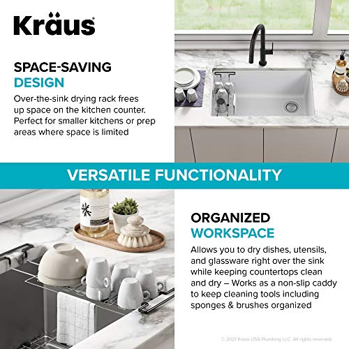 Kraus Multipurpose Stainless Steel Kitchen Sink Large Drying Rack, Sponge Holder, Sink Caddy With Towel Bar, Expandable 15 7/8 In. To 18 7/8 In., Kcd-2 #TOP4