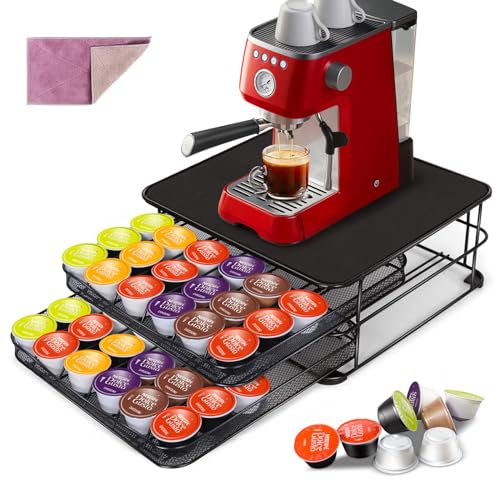 HEVOL Porte Capsules 72 PCs, Tiroir à Capsules avec Support de Machine à Café, Surface...