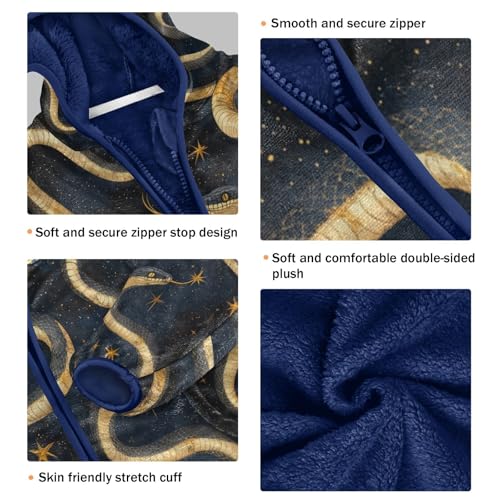 Pattern with Snakes and Stars Toddler Fleece Jacket Girl Boys Hooded Fleece Jacket Coat Warm Outwear Zip-up 3-10T3