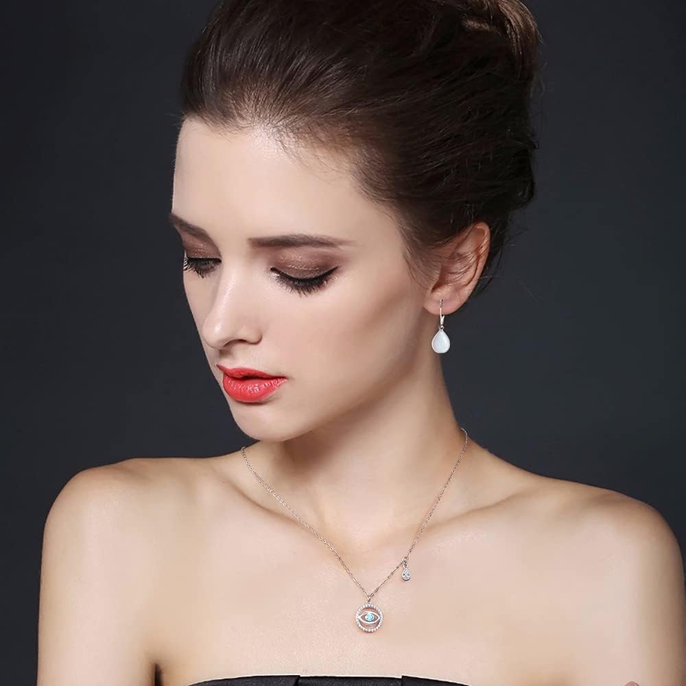 Dangle Earrings for Women Opal: 925 Sterling Silver Teardrop Leverback Earrings October Birthstone Tear Drop Waterdrop Created Earring Jewelry Birthday Gifts for Wife Grandma Girlfriend