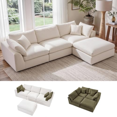 Image of Amsleekey 108 inch Cloud Sectional Couch with 2 Washable Cover Sets