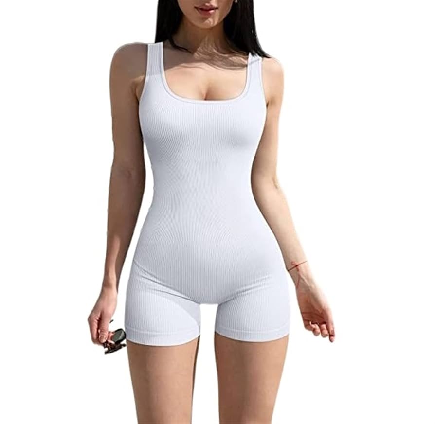 Ribbed Romper Bodysuit for Women Sleeveless Yoga Jumpsuits Ribbed Romper Bodysuit for Women Sleeveless Yoga Jumpsuits