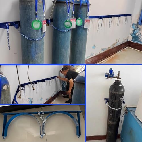 Uchwyt Ścienny Na Butlę Gazową Z Łańcuchem Zabezpieczającym Do Bezpiecznego Przechowywania W Laboratoriach, Warsztatach I Domach,Blue-2 Bottles