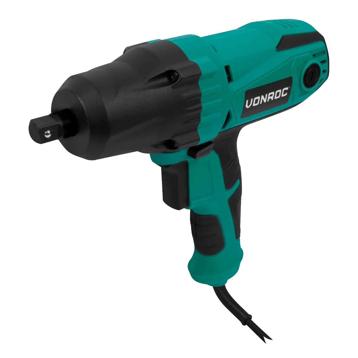 VONROC Clé à Choc Électrique 450W – Couple 350Nm – Mandrin Carré 1/2", 3000 tr/min, 4000 i/min – Variateur de Vitesse, Poignée Soft Grip, LED, Câble 3m – 4 Douilles Incluses – Mallette de Transport