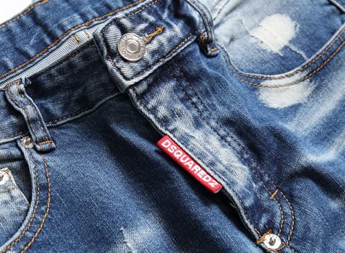 Mens Jeans Retro Light Blue Plain Washed Elastic Slim Fit Buttons Jeans Trousers Men Vintage Casual Denim Pants4