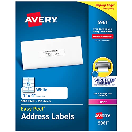 Étiquettes d'adresse Avery à adhésif permanent puissant pour laser 5961