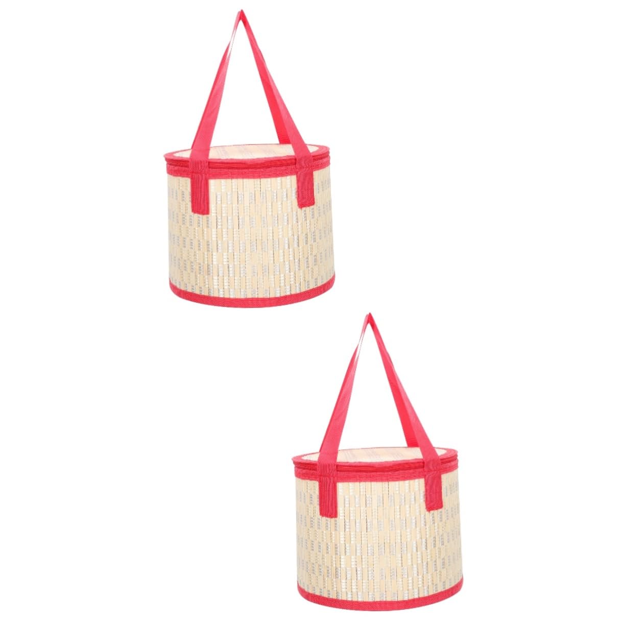 ifundom 2pcs Bamboo Storage Basket Packing Box Fruit Holder Egg Basket Cover Elegant Design