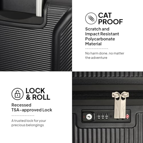 Image of American Tourister Robotech | Large Size Check-in Trolley Bag (77 cm) | 360 8 Wheel Travel Luggage | Hard Case Polycarbonate (PC) Suitcase | Recessed TSA Lock | Black