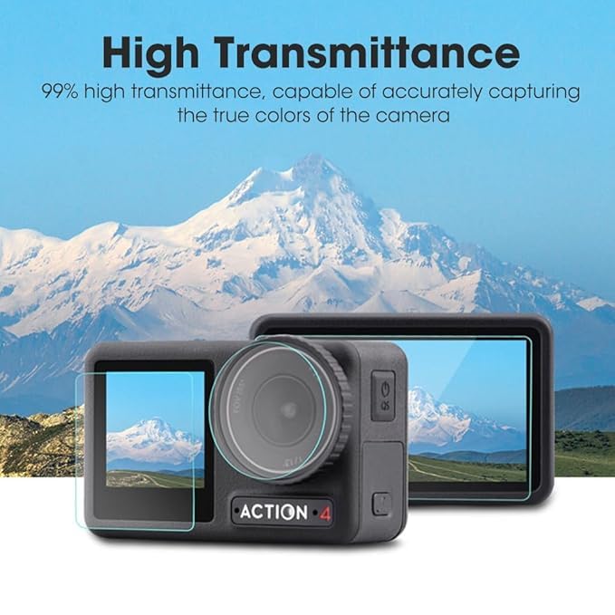 Image of 3 in 1 Tempered Glass Screen Guard Protector for DJI Osmo Action 3 /4 (Action Camera) with Full Screen Coverage & Easy Installation Kit (3 P'cs Set) (Pack of 1)