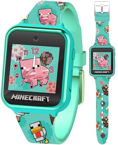 Minecraft Kids Smart Watch with Touchscreen Display, 10 Watch Faces, Games, Camera, Alarm, Timer, Step Counter & Calculator – Fun Interactive Learning Watch for Boys & Girls, Fits Wrist Sizes 5.5"-8"