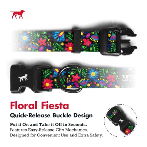 Image of Tuff Pupper Premium Adjustable Dog Collar, Stylish Pattern Collars Designed in USA, Quick Release Buckle, Flora Fiesta XL (1.25 Inch Wide x 20-30 Inch Neck)