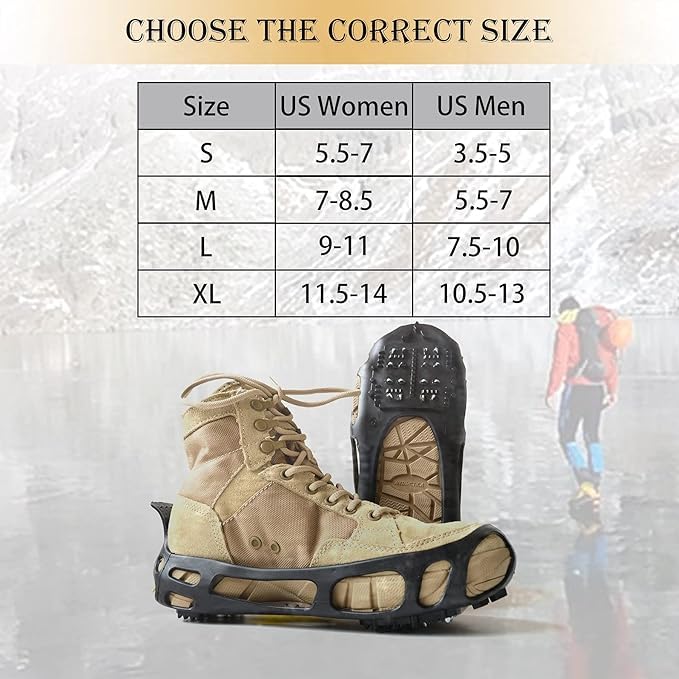 Steigeisen Eisklampen 24 Zähne Anti-Rutsch Schnee Griffe für Gehen auf Schnee Walk Traktion Überschuh Gummischuhe Traktion Eis Schnee Griffe Größe S/M/L/XL