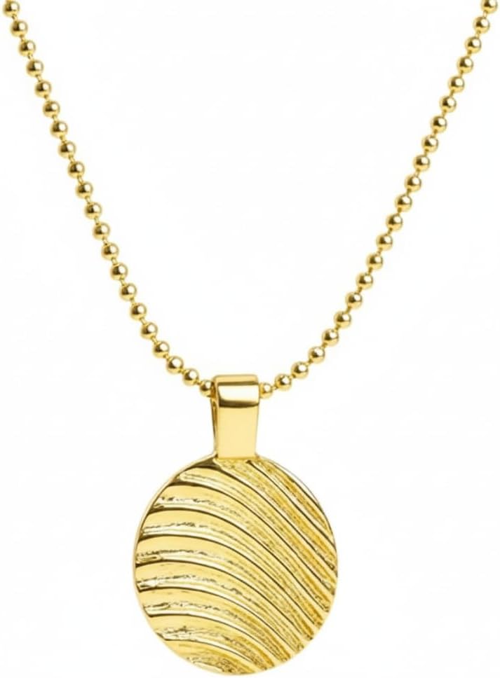 Gempires 14K Gold Plated Pendant Necklace Collection for Women | Floral Coin & Bar Designs | Handmade Textured Layering Jewelry | Hypoallergenic Dainty Gold Necklace Gift for Her