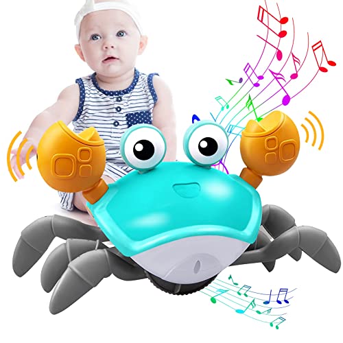 Image of Plnmlls Baby Toys Crawling Crab, Tummy Time Toys, Automatically Avoid Obstacles Crab Toy, Infants Toys with Music and Light Up, Interactive Baby Toys, Baby Boy and Girl Gifts
