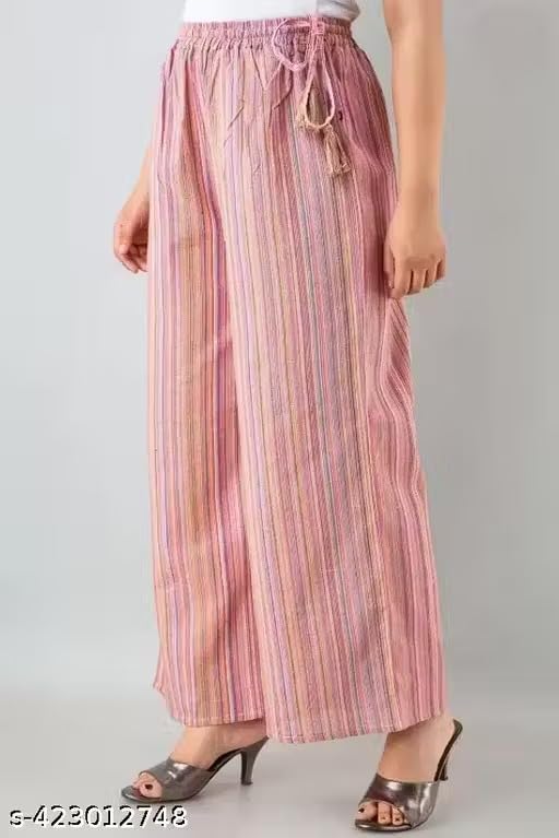 Image of Cotton Regular fit Palazzo | Flared Palazzo Pants with Pocket for Women & Girls 1,Multi Pink 3XL