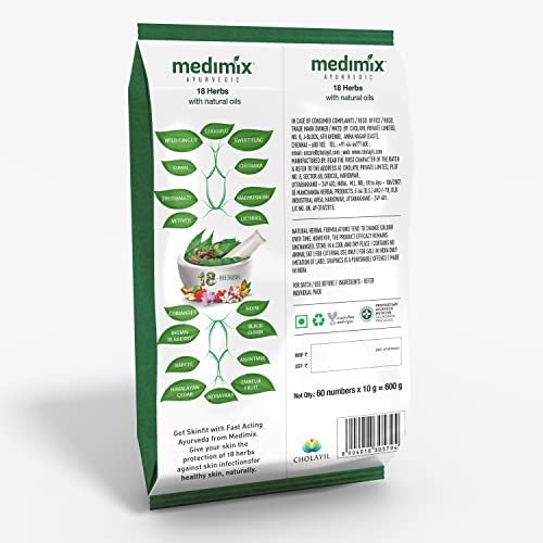 Image of Medimix Ayurvedic Classic 18 Herbs Bathing Soap 10 gms (Combo pack of 60) | Natural Oils For Healthy & Protected Skin | Shop Herbal | Natural | Paraben-free & Sulphate-free | 100% Vegan
