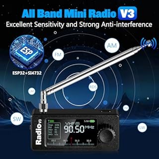 Si4732 Mini Radio V3 Pocket Radio | Mode: AM/FM/LSB/USB Band: HF SW MW VHF All Band Radio Receiver | 800mAh Battery for Outdoor Adventures, Travel, and Daily Use (Headphone Amplifier)