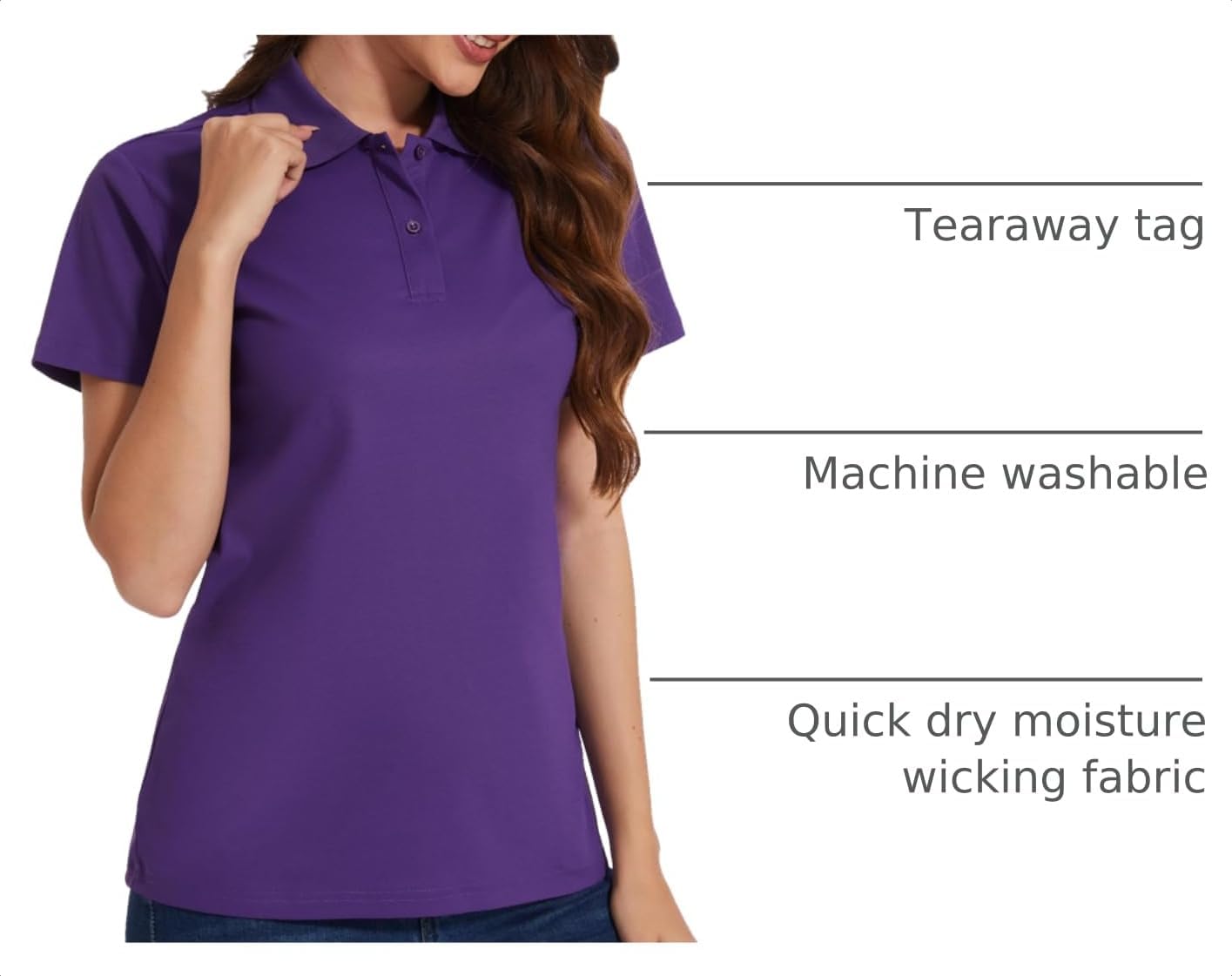 Casei Women's Short Sleeve Golf Polo Shirts Quick Dry UPF 50+ Collared