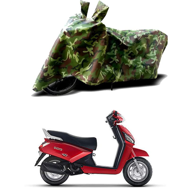 Image of 100% Water Resistant Full Bike Scooty Two Wheeler Body Cover Compatible for Mahindra Gusto /UV-Rays /Heat Protection /Birds Dropping /Scratchproof /Dust Proof /Waterproof /All Varients[Green MJ]