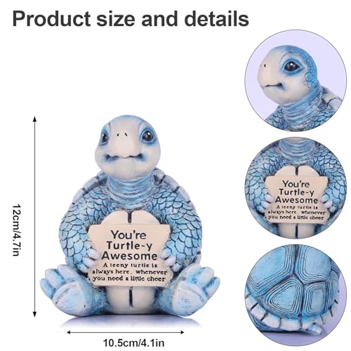 Figura tortuga marina de resina decorativa azul miniatura 2