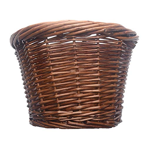 image for Bever0 Kids Wicker Bicycle Basket,Front Handle Children Bike Basket,Ha