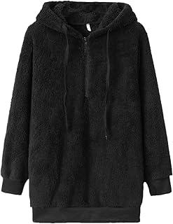 Moletom estilo manga de lã preto casaco casual cor preta tamanho macio Europa moletom elegante com preto, roupa de pelúcia sherpa feminino moletom grande feminino quente mulheres zíper quarto zíper, Preto, Tamanho Único