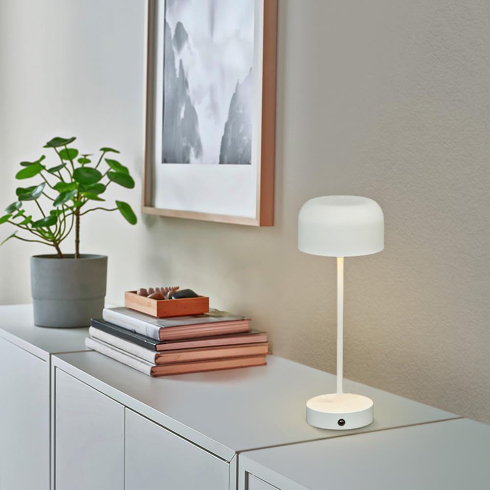 AoLa LED Tischlampe Kabellos Dimmbar Touch Tischleuchte Akku Pilzlampe USB Aufladung 1200mAh Batteriebetrieben Nachttischlampe Ohne Kabel Pilz Lampe für Innen und Außen Esszimmer Schlafzimmer,Weiß