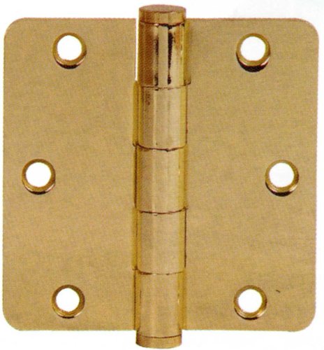 Emtek 92023 3.5" x 3.5" Plain Bearing 1/4" Radius Corners Mortise Hinge - Pair, Polished Brass