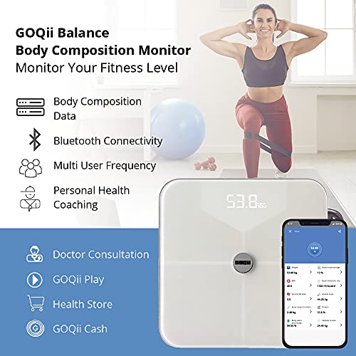 Image of GOQii Balance Digital Weighing Scale with 3 Months Personal Coaching |Complete Digital Body Composition Monitor Including BMI, Skeletal Muscle, Protein, Fat and Other Key Body Composition|