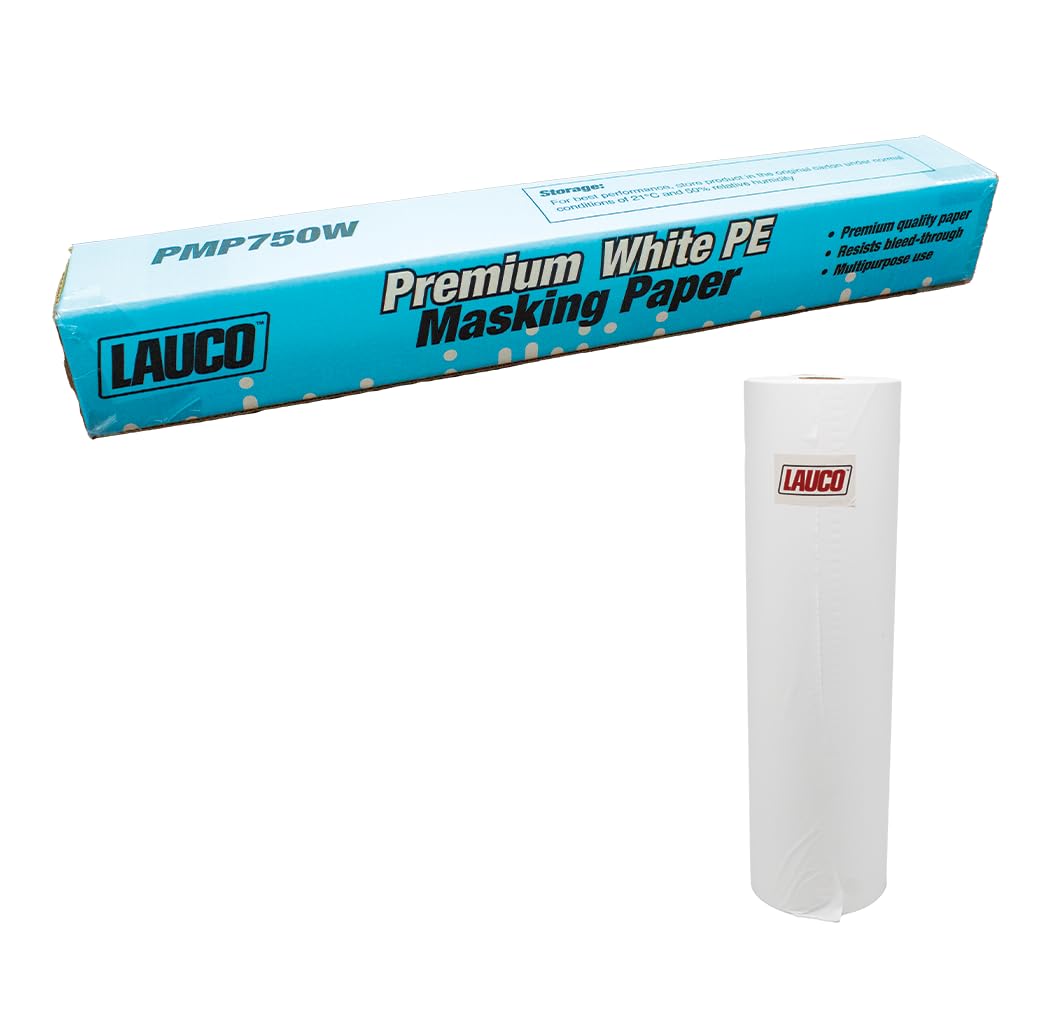 LAUCO White Premium Masking Polyester Roll 36" W x 750'L - Highly Durable, Tear-Resistant, Ideal for Paint Preparation Masking in Automotive, Manufacturing, and Construction - 1 Roll