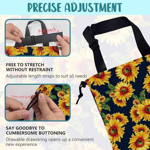 Image of Car Trash Bag Abstract Yellow Sunflowers Hanging Drawstring Car Organizer and Storage Bag with Adjustable Buckle Canvas Garbage Bin for Back Seat or Hanging Headrest Car Decor Road Trip Essentials