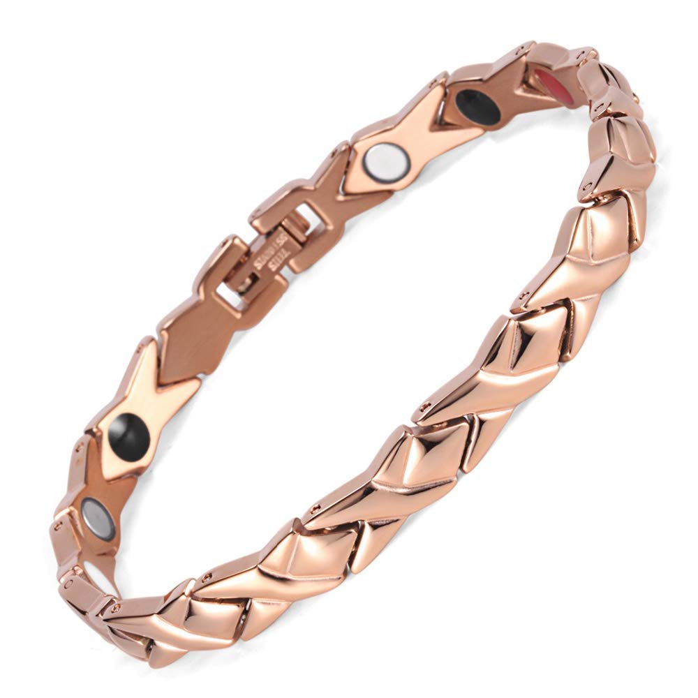 BD.Y Magnetic Therapy Copper Bracelet Open Bracelet Female Shape Healthy Bracelet Chain Bio Energy Bracelet Elegant Titanium Magnetic Therapy For Arthritis, Pain Relief Carpal Tunnel, Magnet Balance