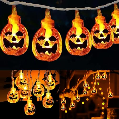 Kimuwote Halloween Fairy Lights, 3 Metres, 20 LED Pumpkin Fairy Lights, Battery, Fairy Lights for Indoor and Outdoor Use, Halloween Decoration Party, Garden, Festivals (Warm White) Kimuwote Halloween Fairy Lights, 3 Metres, 20 LED Pumpkin Fairy Lights, Battery, Fairy Lights for Indoor and Outdoor Use, Halloween Decoration Party, Garden, Festivals (Warm White)