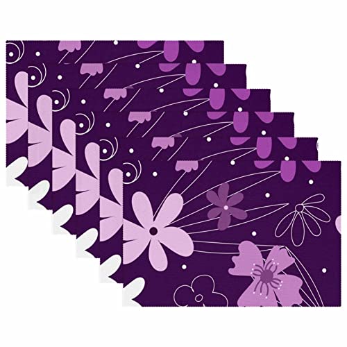 Set de table abstrait violet floral 30x45 cm de table moderne et antidérapant pour repas - 6