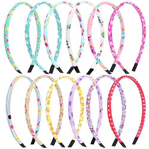 Nenjindz Mädchen Haarbänder Blumen Stoff Haarbänder, Mädchen Streifen karierten Stirnbänder für Kinder Mädchen Lächeln bedeckt Haarbänder Schule Haarschmuck ( 10 Stück ) Cover