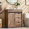 30 farmhouse bathroom vanity with sink bathroom vanity wsliding barn door modern bathroom cabinet w3 drawers adjustable shelves floor standing bathroom vanity wmetal handle light brown  urban country home decor