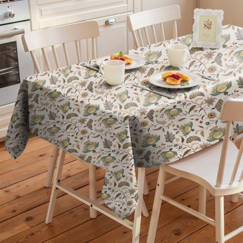 Image of Casableu Kasbah Off White Cloth for 6 Seater Dining Table | 52x72 Inch Rectangular Table Cover | Dust-Proof, Washable Fabric | Decorative Dining Table Cover for Home