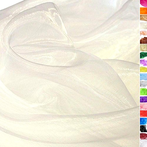 TOLKO 1m Organza Stoffe zum Nähen Meterware | Hauch Zart, Fein, Durchsichtig | zum Dekorieren Basteln 145cm breit | leichter Glanz Stoff für Gardine Vorhänge Tischdecken Deko Schals (Creme)