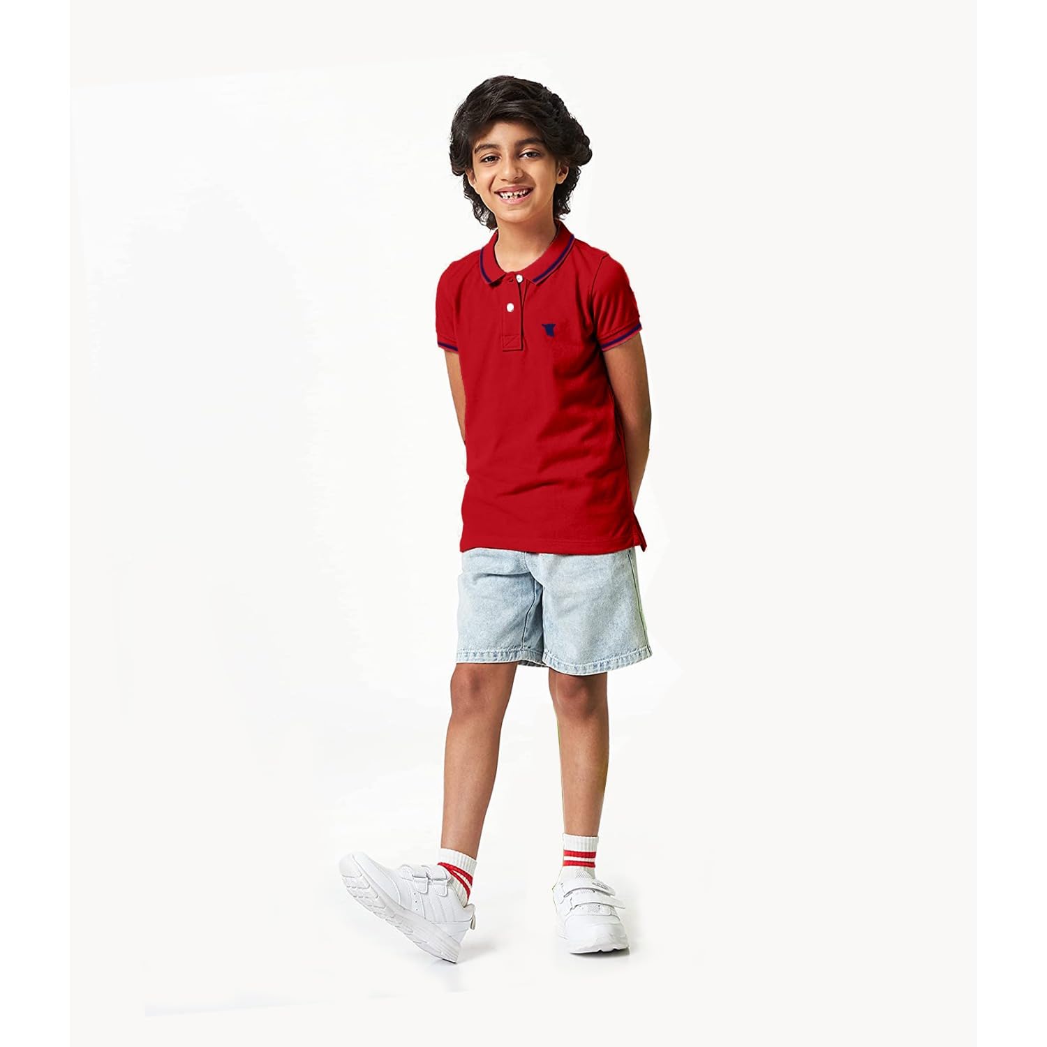 Cloth Theory Boy's Solid Regular Polo Shirt (CTBSP_RED 7-8 Years) - Image 3 thumbnail