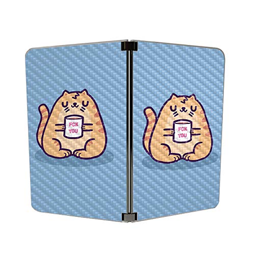 Image of MightySkins Carbon Fiber Skin for Microsoft Surface Duo - F You Cat | Protective, Durable Textured Carbon Fiber Finish | Easy to Apply, Remove, and Change Styles | Made in The USA
