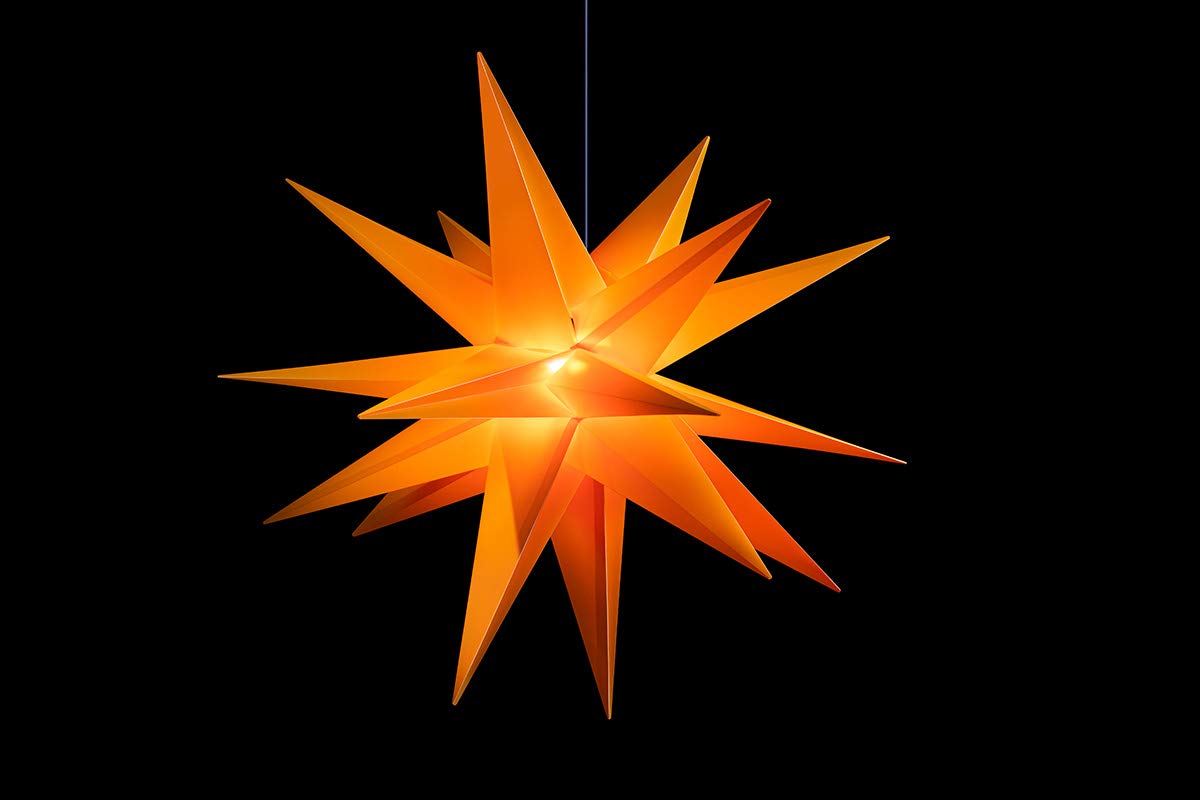 Novaliv Weihnachtsstern Dekostern 100cm GELB für INNEN + AUSSEN Weihnachtsbeleuchtung für Glühbirne E14 Gewinde mit Schuko Stecker Weihnachtsdeko Stern beleuchtet Xmas Lights Weihnachtslicht 3D Stern