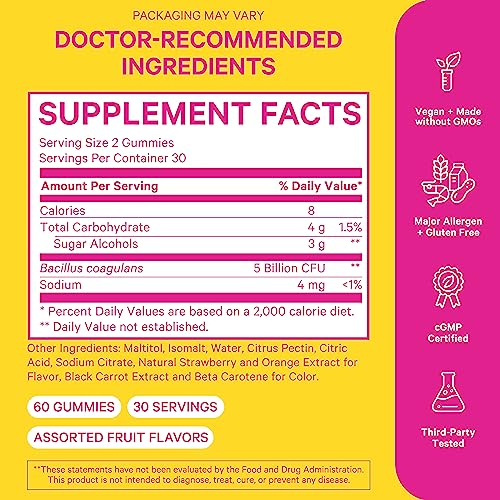 Pink Stork Probiotic Gummies, Probiotics For Women For Vaginal Care, Ph Balance, Gut Health, Immune Support, And Digestion - 60 Sugar-Free, Vegan, Fruit Gummies, 5 Billion Cfus #TOP3
