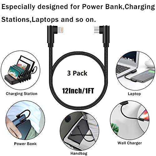 Cable USB C a Lightning paquete de 3 cargador para iPhone 13 14 Pro codo 90 5