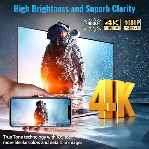 Image of TOPTRO [12500 Lumens Bright,Auto Focus,2Gb 32Gb&Hdmi Arc]M6 Projector For Home 4K Support,Native Full Hd Projector Auto Keystone Intelligent Oa 5G Wifi Youtube Prime Netflix Hotstar 300 inch Screen,Black