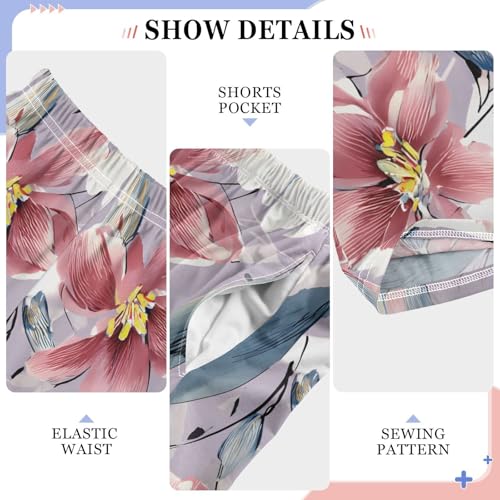 Flower Purple Pajama Pants Long Sleep Pant Soft PJ Bottoms Sleepwear4