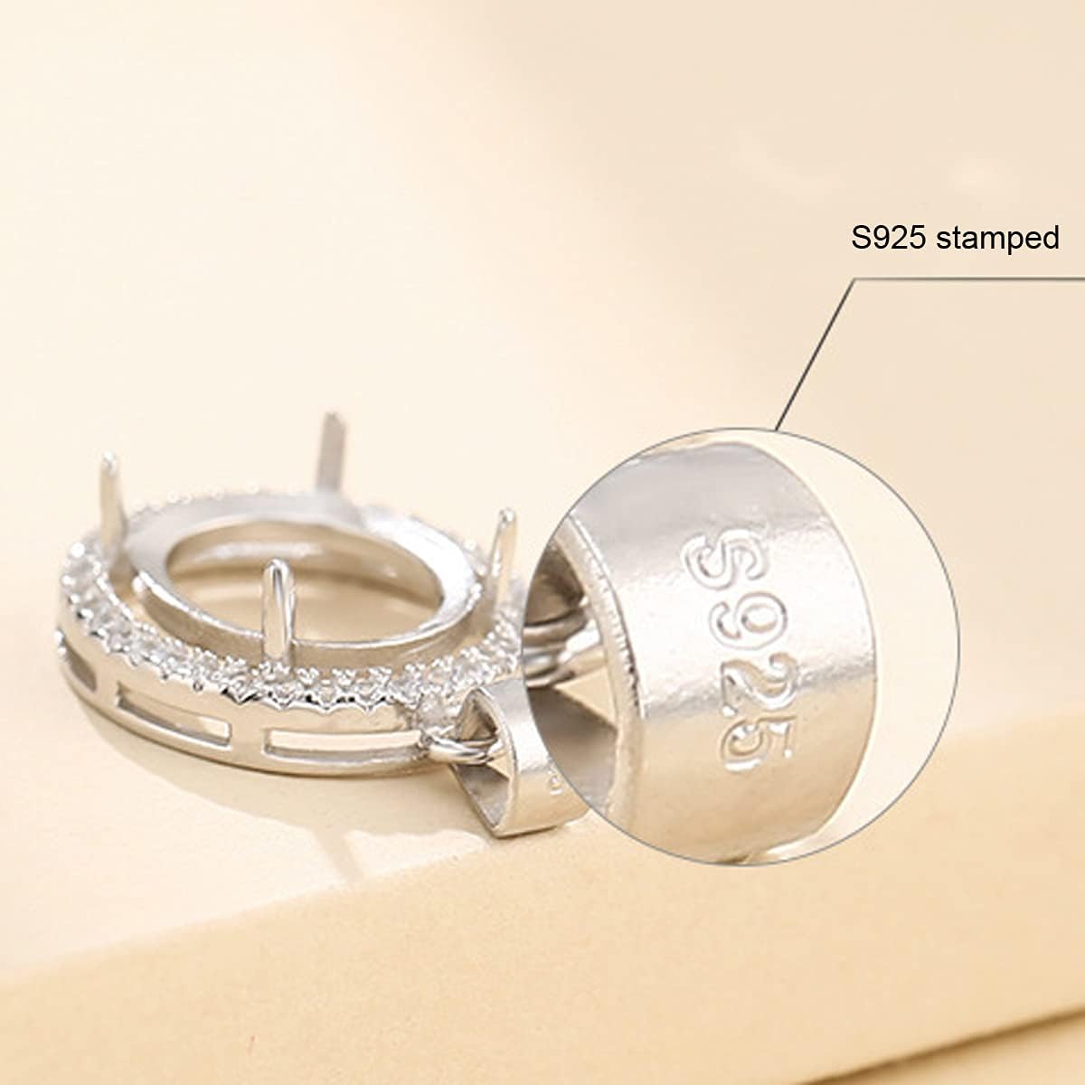 925 Sterling Silver Blank Pendant Cabochon Setting Tray Women Jewelry Handmade Necklace Pendant fit 8X10/10X12/12X16/13x18mm Oval Stone