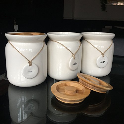 Off-White Farm House Style Ceramic Tea Coffee Sugar Storage